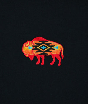 Native Buffalo Embroidered Mens T-Shirt - - Riot Society