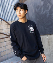 Panda Rose Distressed Mens Long Sleeve T-Shirt - Black - - Riot Society