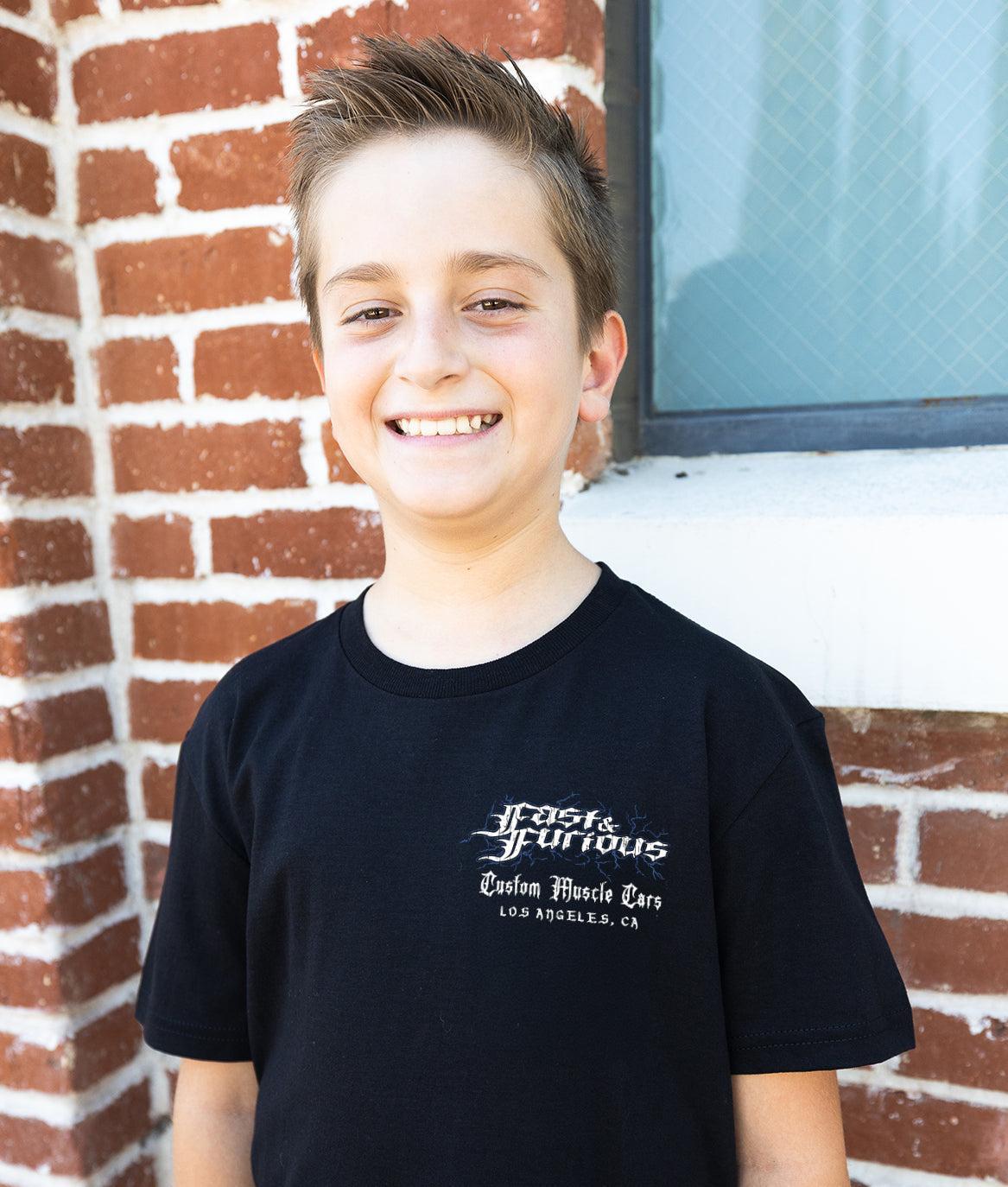 Fast & Furious Custom Muscle Cars Boys Tee - Black - - Riot Society