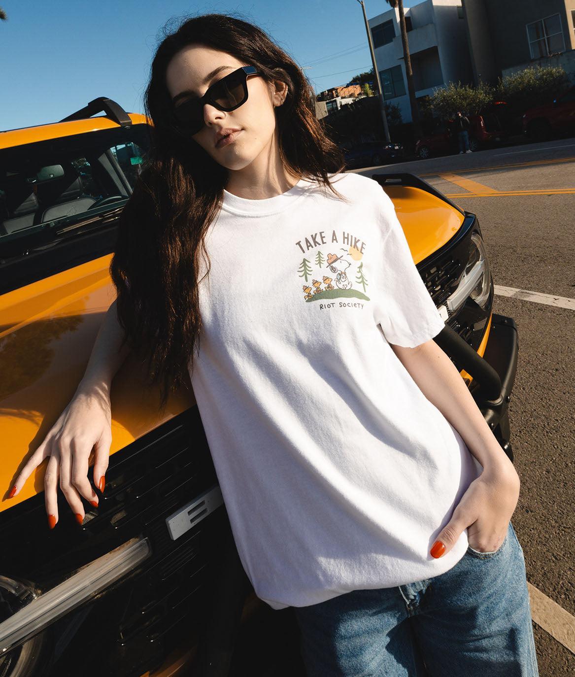 Peanuts Snoopy Take a Hike Boyfriend Tee - White - - Riot Society