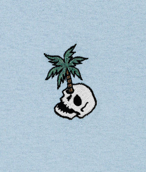 Palm Tree Skull Embroidered Mens T-Shirt - - Riot Society