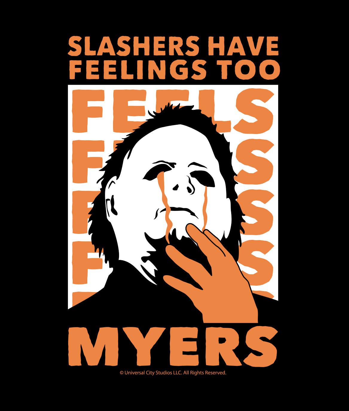 Halloween Michael Myers Slashers Have Feelings Too Mens T-Shirt - - Riot Society