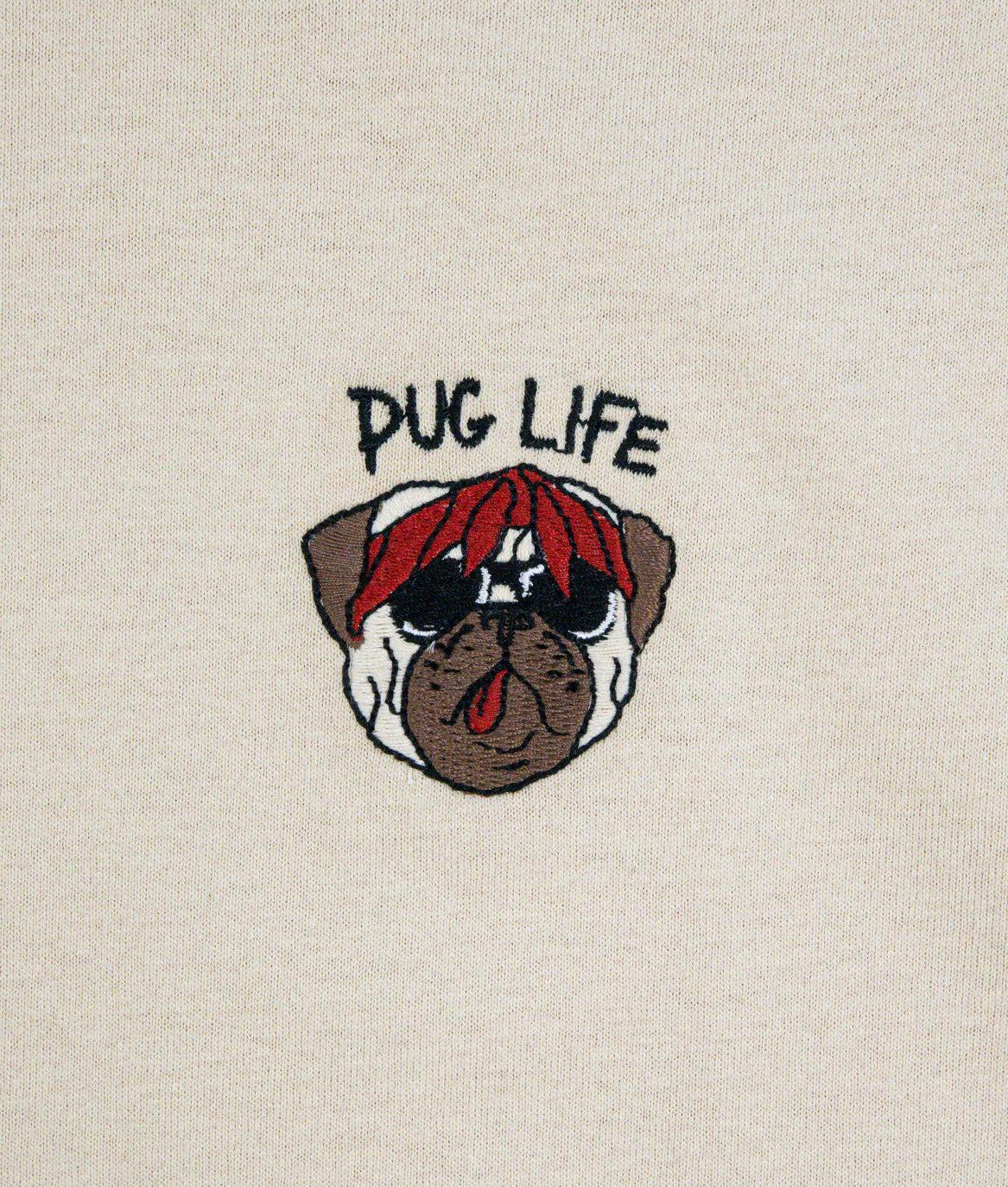 Pug Life Embroidered Mens T-Shirt - Sand - - Riot Society