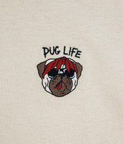 Pug Life Embroidered Mens T-Shirt - Sand - - Riot Society