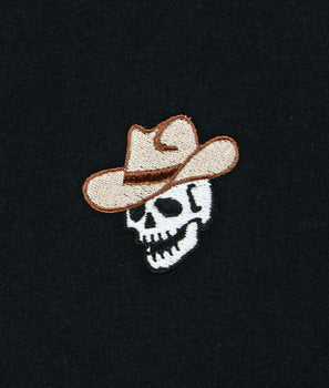 Skull Cowboy Embroidered Womens Tee - - Riot Society