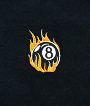 8 Ball Flames Embroidered Mens T-Shirt - - Riot Society