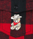 Teddy Bear Cowboy Embroidered Mens Premium Yarn-Dyed Long Sleeve Flannel Shirt - - Riot Society