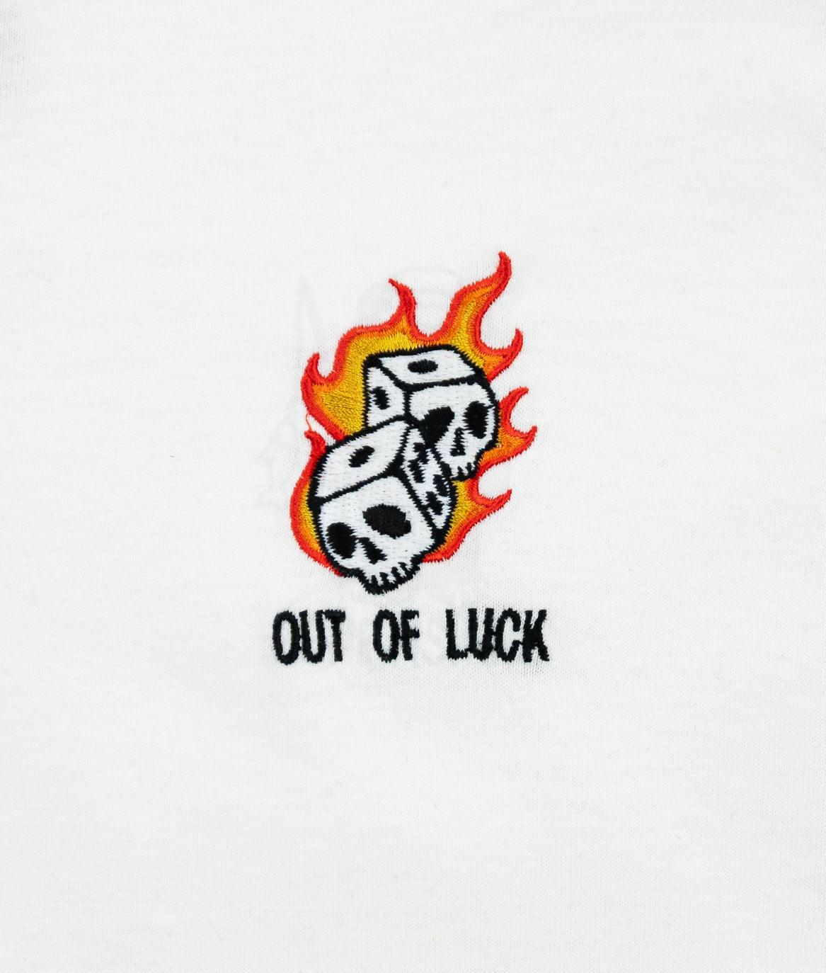 Out Of Luck Skull Dice Flames Embroidered Mens T-Shirt - - Riot Society