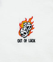 Out Of Luck Skull Dice Flames Embroidered Mens T-Shirt - - Riot Society