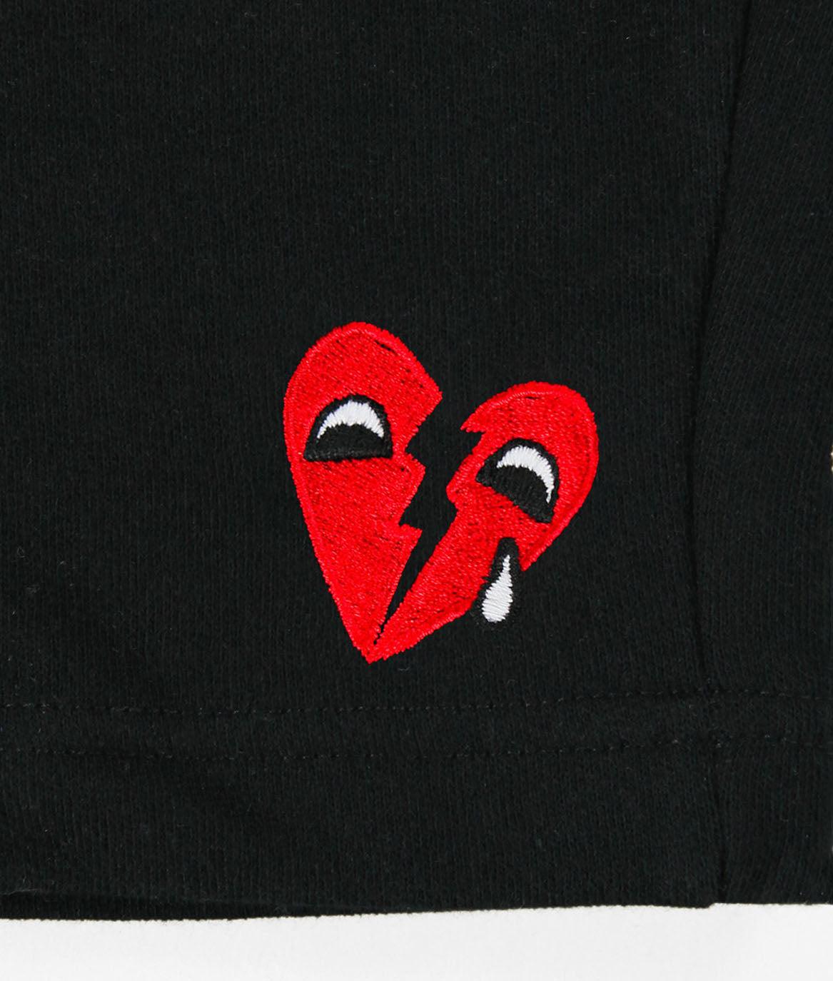 Broken Heart Tears Embroidered Unisex Fleece Shorts - - Riot Society