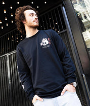 Japan Koi Tattoo Blossom Mens Long Sleeve T-Shirt - Black - - Riot Society
