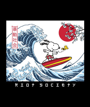 Peanuts Snoopy & Woodstock Great Wave Boys Tee - - Riot Society
