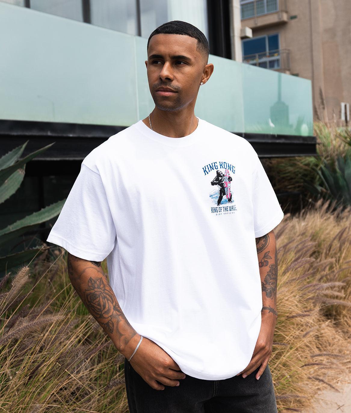 King Kong King of the Waves Heavyweight Boxy Mens T-Shirt - - Riot Society