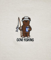 Gone Fishing Bear Embroidered Mens T-Shirt - - Riot Society