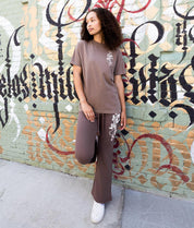 Tiger Cherry Blossoms Puff Womens Matching Set - Espresso - - Riot Society