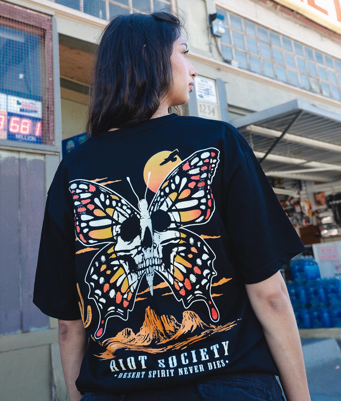 Western Reaper Butterfly Skull Womens Tee - - Riot Society