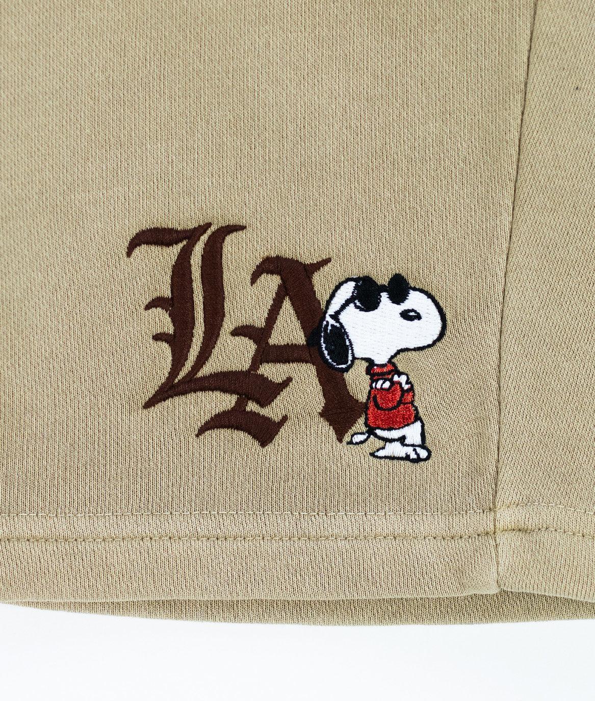 Peanuts Snoopy LA Chill Embroidered Unisex Fleece Shorts - - Riot Society