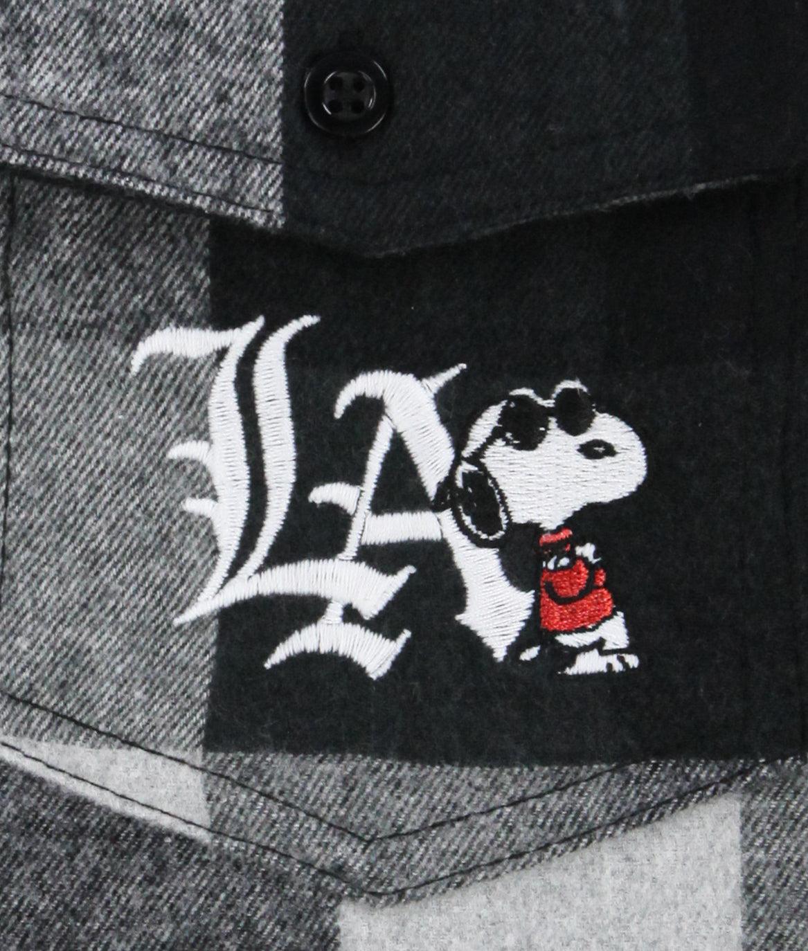 Peanuts Snoopy LA Chill Embroidered Unisex Flannel Shirt - - Riot Society