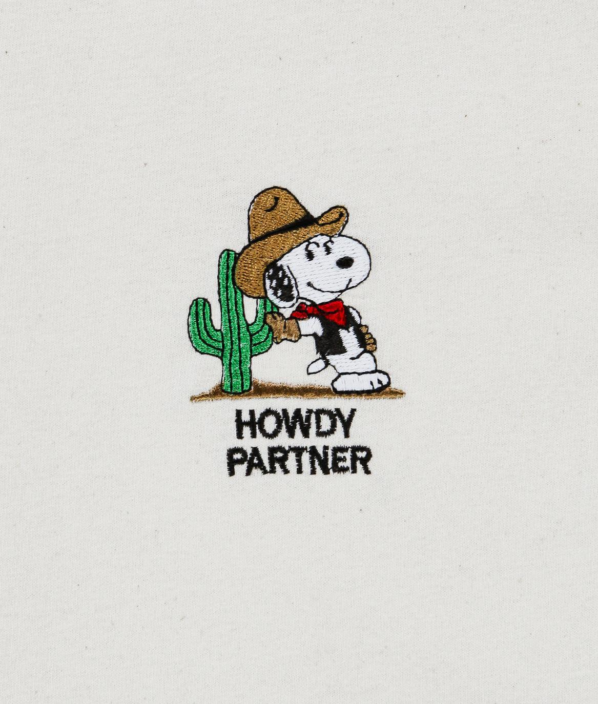 Peanuts Snoopy Howdy Partner Embroidered Mens T-Shirt - - Riot Society