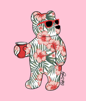 Tropical Hibiscus Bear Mens T-Shirt Sale - - Riot Society