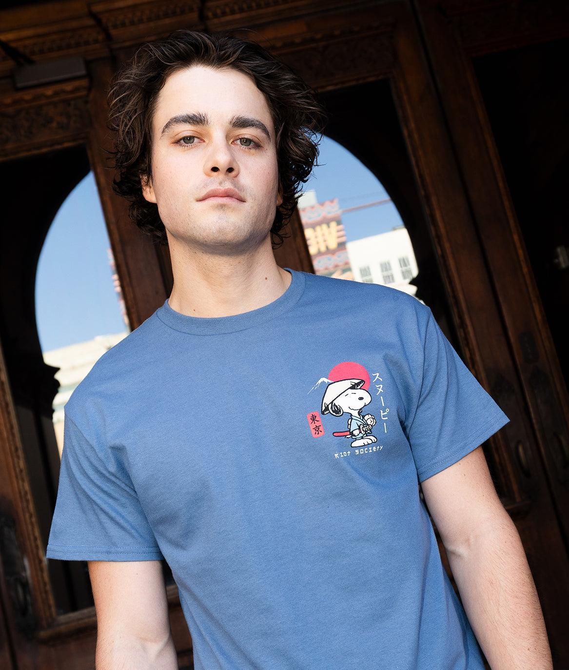 Peanuts Snoopy & Woodstock Samurai Mens T-Shirt - Indigo - - Riot Society