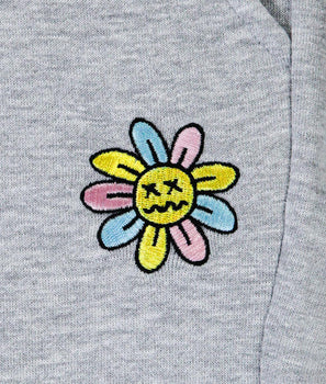 Woozy Face Flower Embroidered Unisex Joggers Sale - - Riot Society