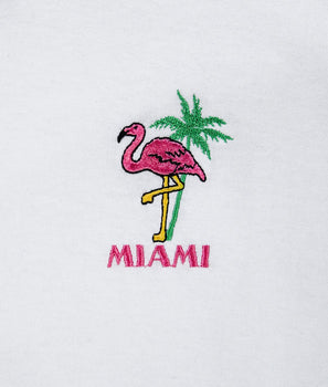 Flamingo Palm Miami Embroidered Womens Tee - - Riot Society