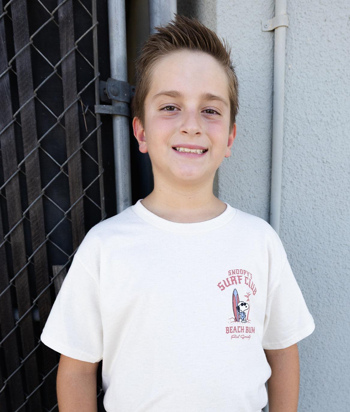 Peanuts Snoopy & Woodstock Surf Club Boys Tee - Natural - - Riot Society