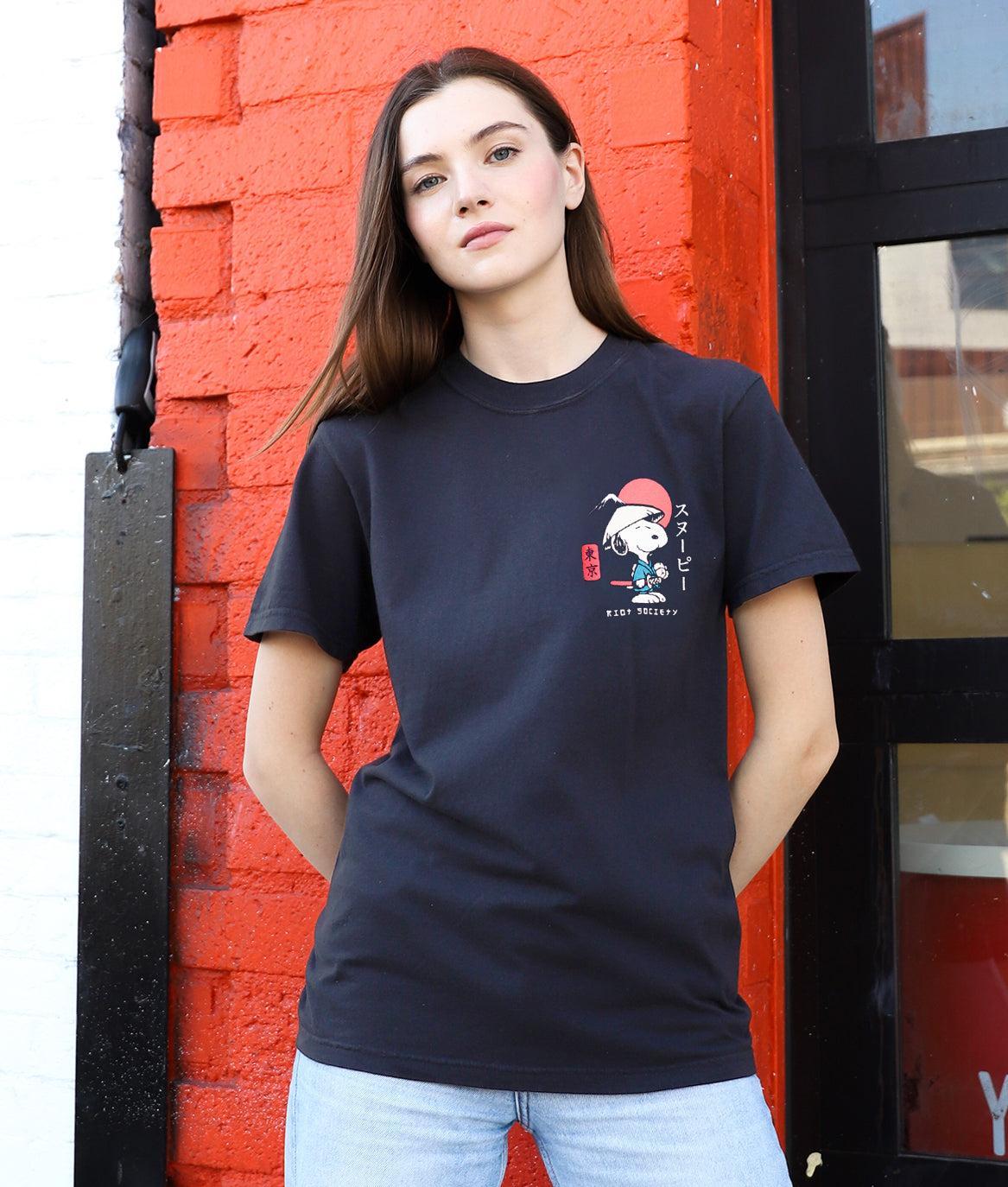 Peanuts Snoopy & Woodstock Samurai Boyfriend Tee - - Riot Society