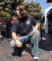 Panda Rose Distressed Premium Wash Mens T-Shirt - - Riot Society