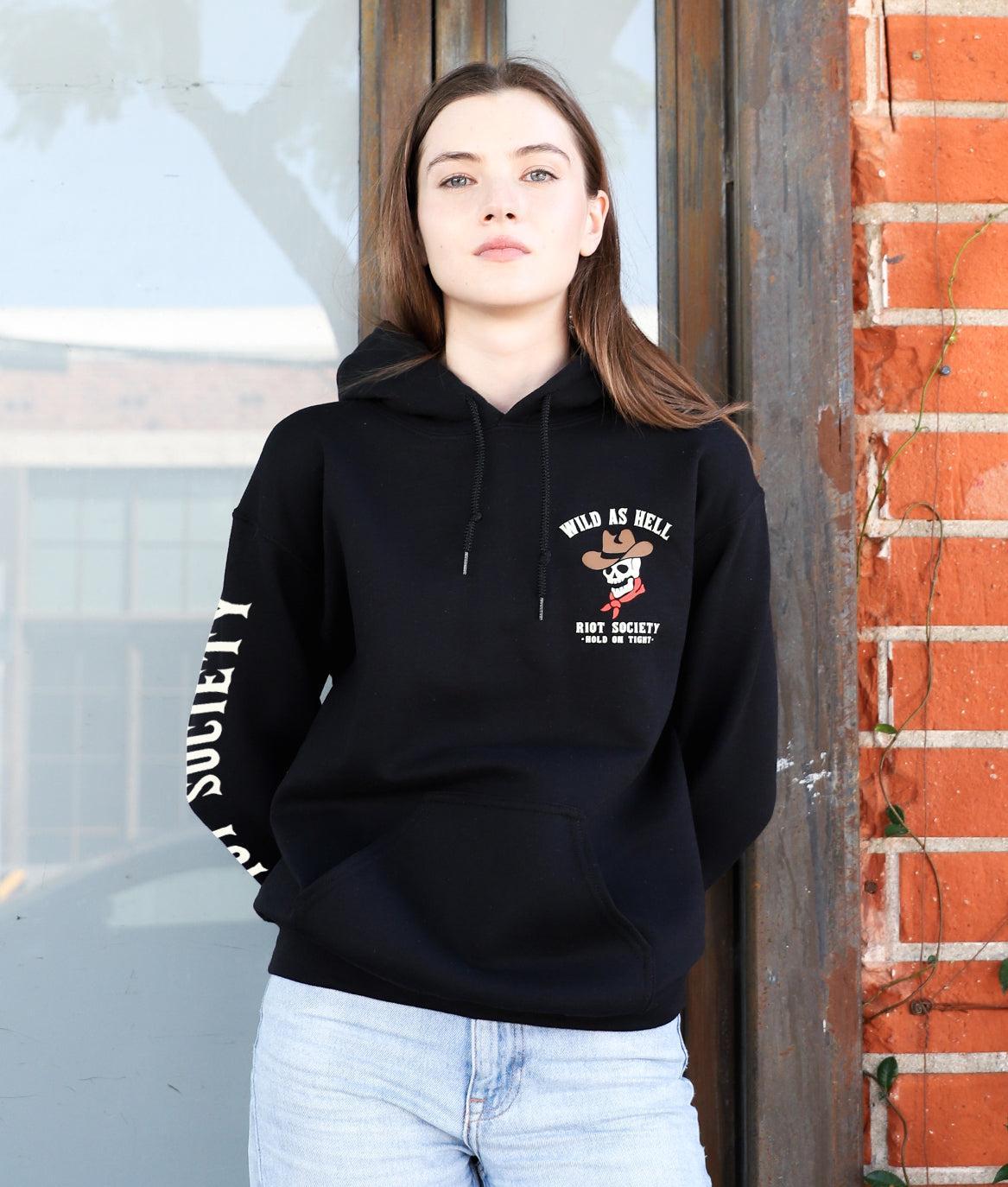 Wild As Hell Cowboy Skeleton Womens Hoodie - - Riot Society