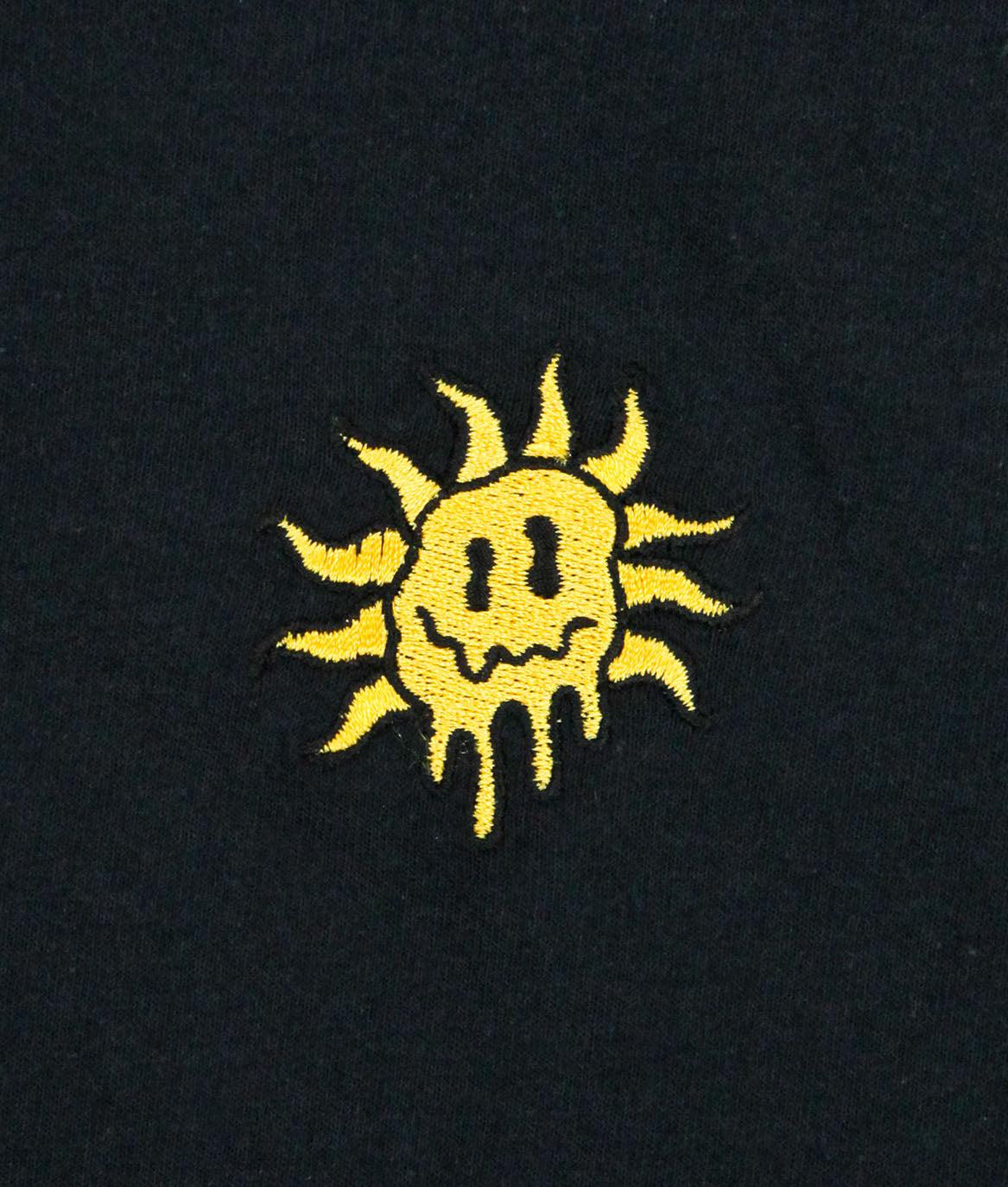 Happy Face Sun Drip Embroidered Womens Tee - - Riot Society