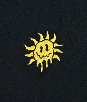 Happy Face Sun Drip Embroidered Womens Tee - - Riot Society