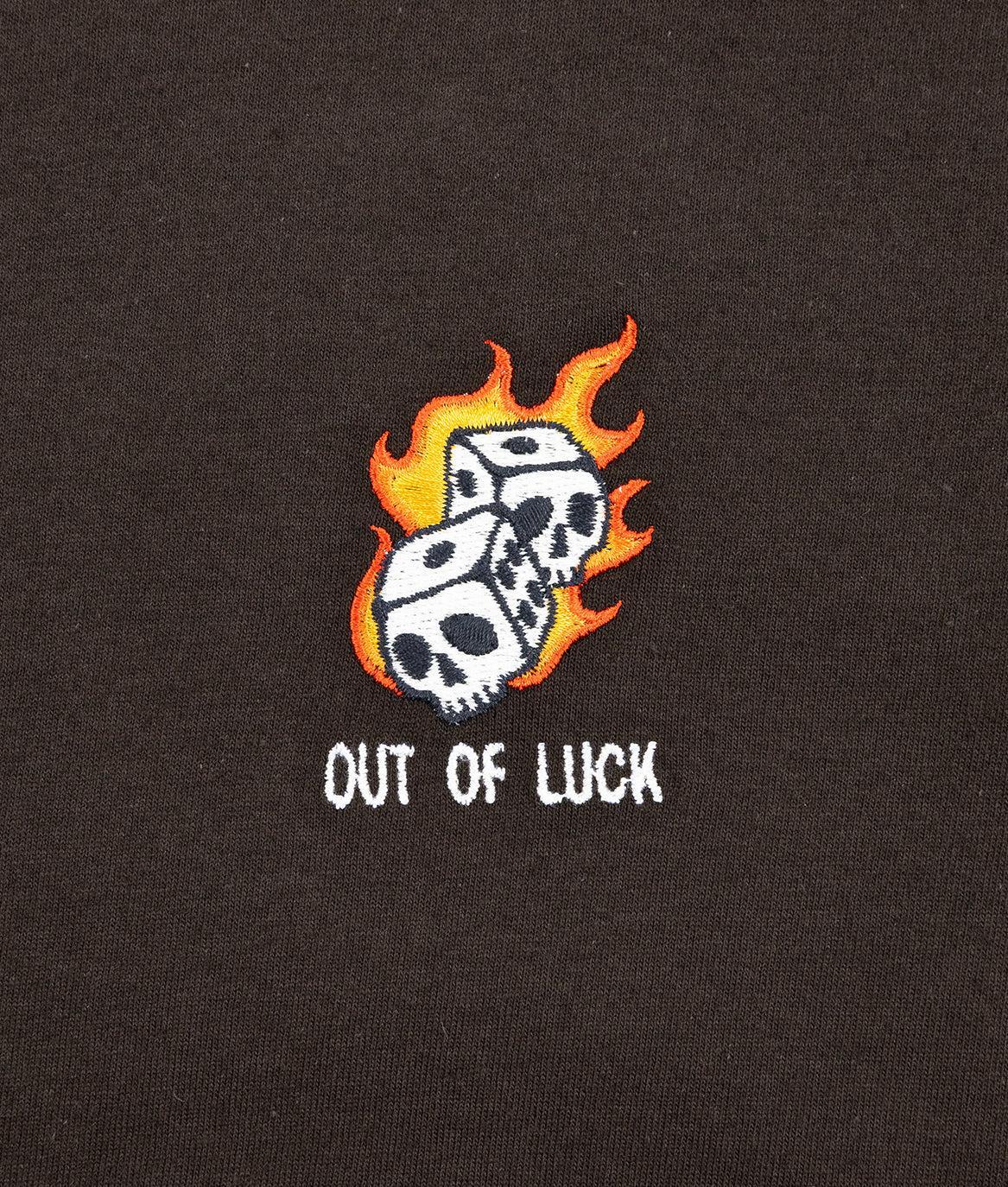 Out Of Luck Skull Dice Flames Embroidered Mens T-Shirt - - Riot Society