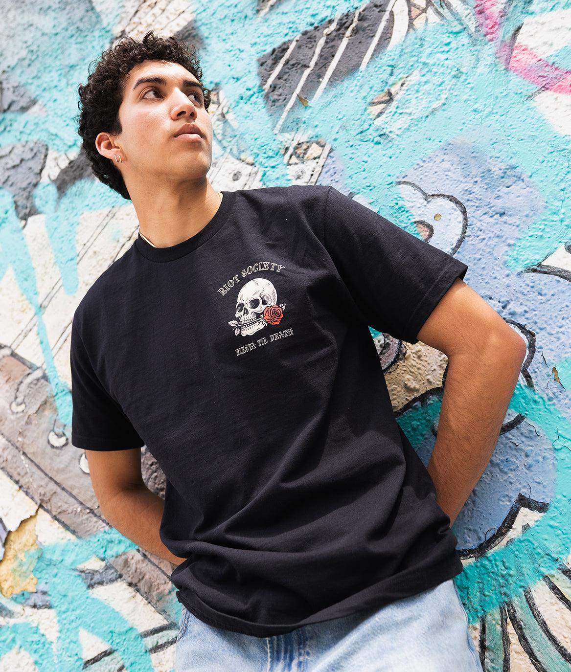Fiesta Til Death Skeleton Poster Mens T-Shirt - - Riot Society