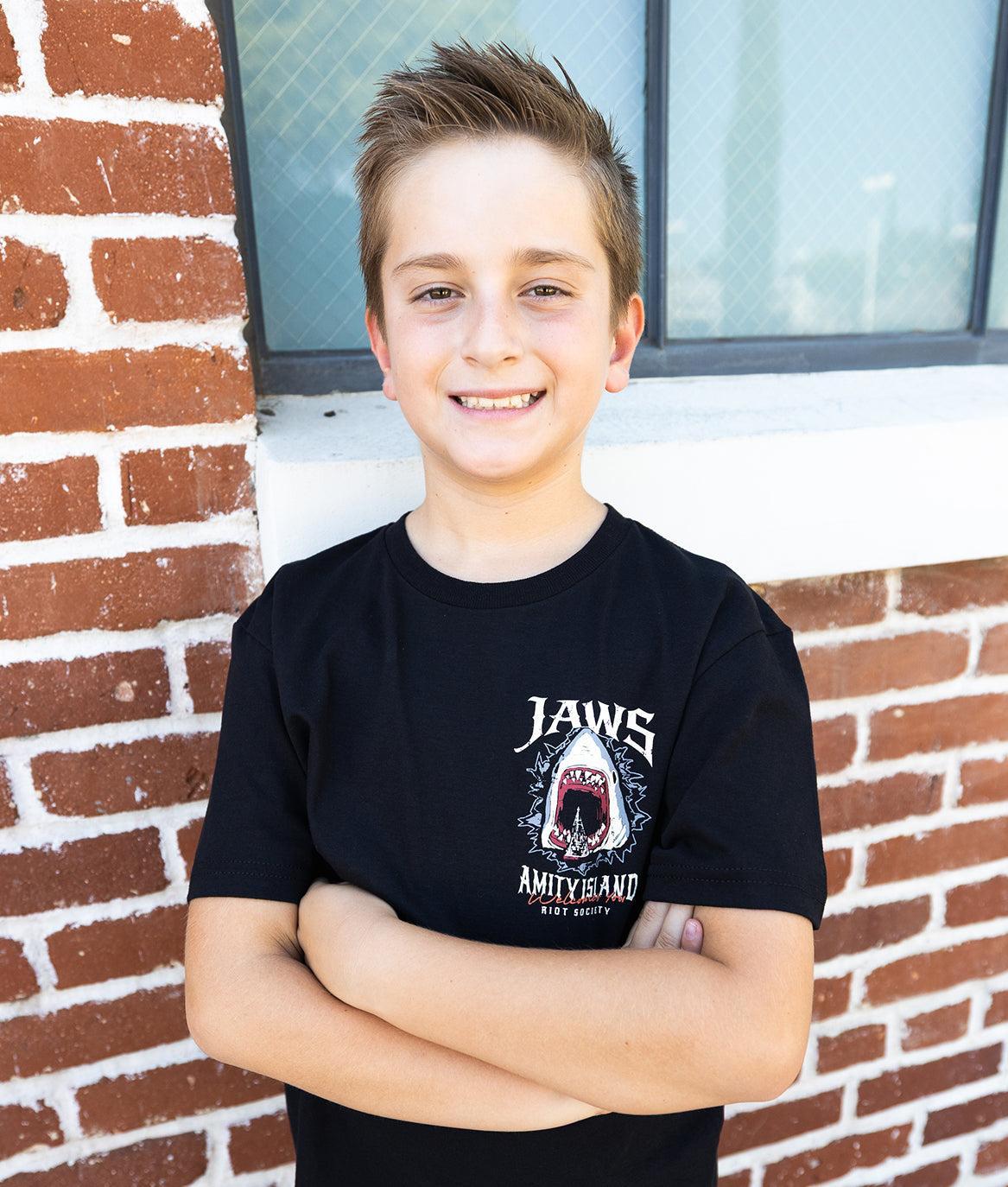 JAWS Amity Island Welcomes You Boys Tee - Black - - Riot Society