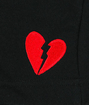 Broken Heart Embroidered Mens Fleece Shorts - - Riot Society