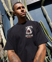 JAWS Amity Island Welcomes You Distressed Heavyweight Boxy Mens T-Shirt - Jet Black - - Riot Society