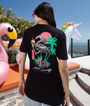 Tropical Skeleton Flamingo Womens Tee - - Riot Society