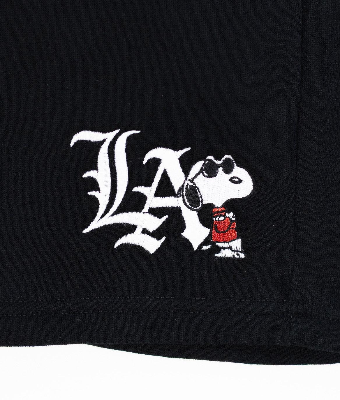 Peanuts Snoopy LA Chill Embroidered Unisex Fleece Shorts - - Riot Society