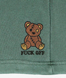 Fuck Off Teddy Bear Embroidered Mens Fleece Shorts - - Riot Society