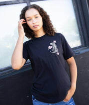 Leopard Cherry Blossoms Puff Boyfriend Tee - Black - - Riot Society