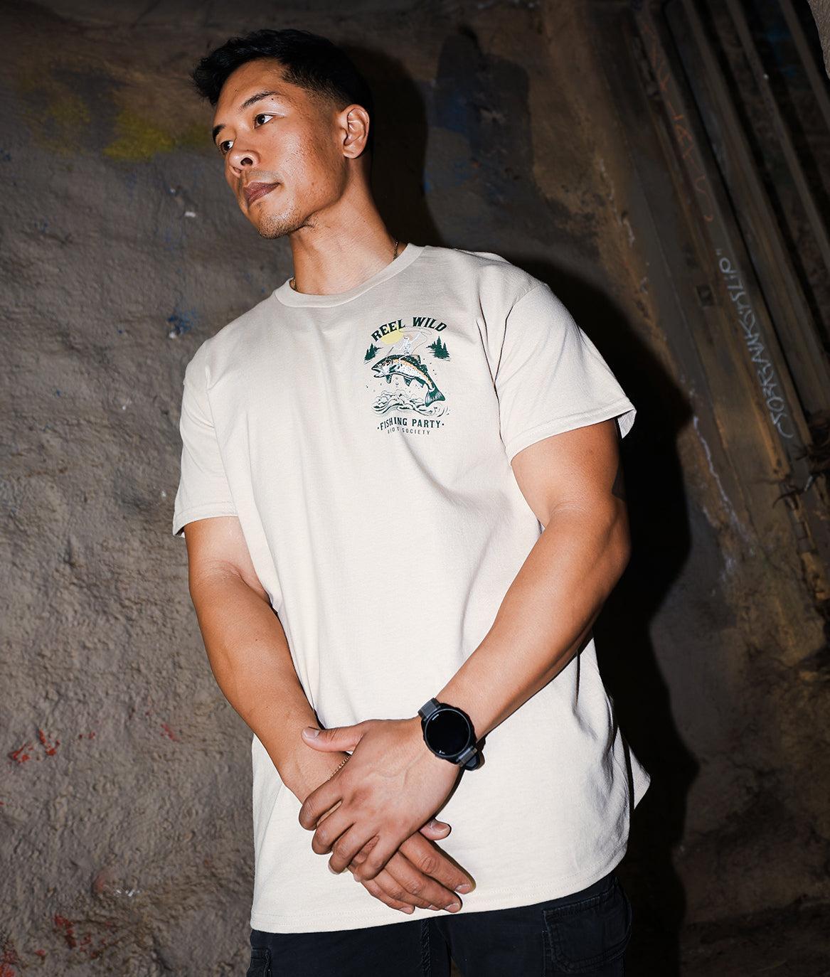 Reel Wild Rodeo Skeleton Fishing Mens T-Shirt - - Riot Society