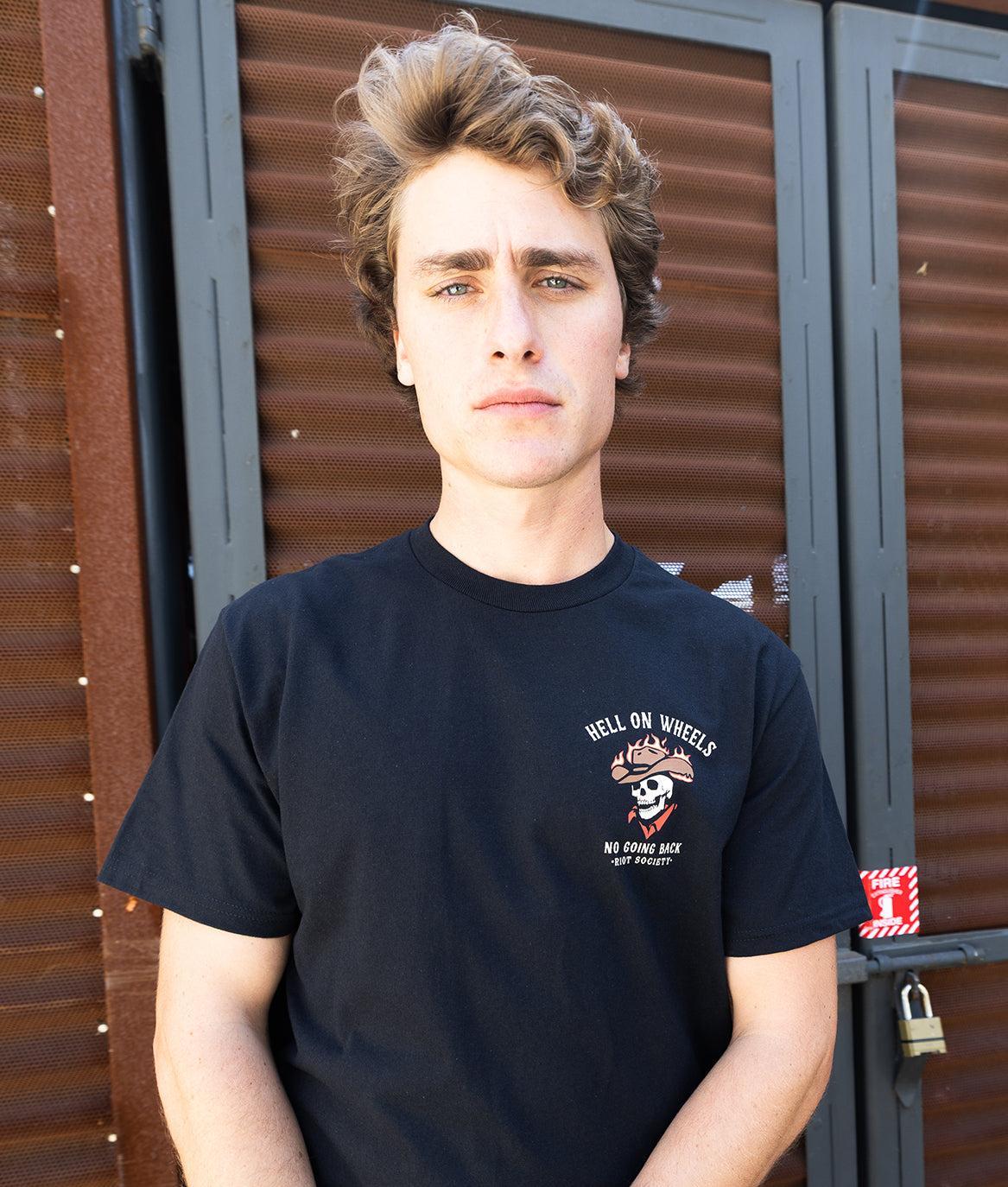 Skeleton Stagecoach Hell on Wheels Mens T-Shirt - - Riot Society