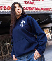 Tiger Cherry Blossoms Puff Womens Hoodie - Navy - - Riot Society