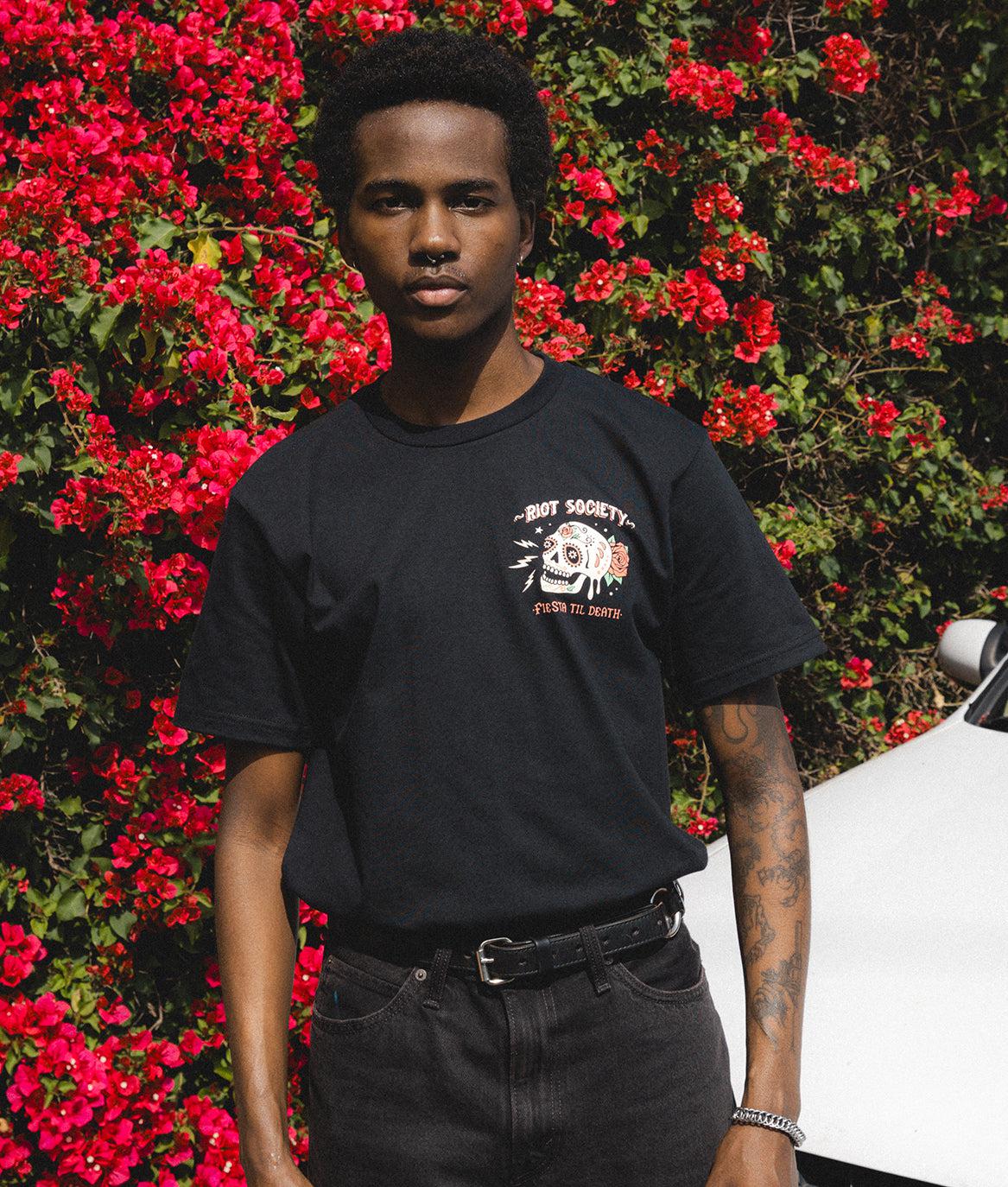Fiesta Til Death Skull Mens T-Shirt - - Riot Society