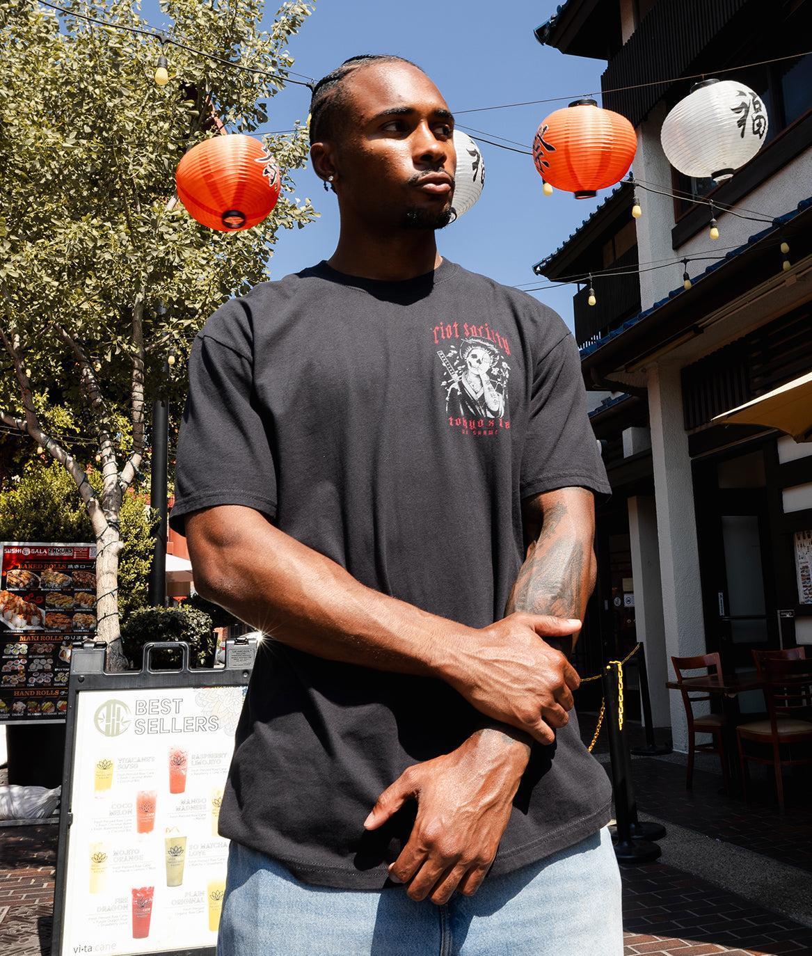 Geisha Shame Distressed Premium Wash Mens T-Shirt - - Riot Society