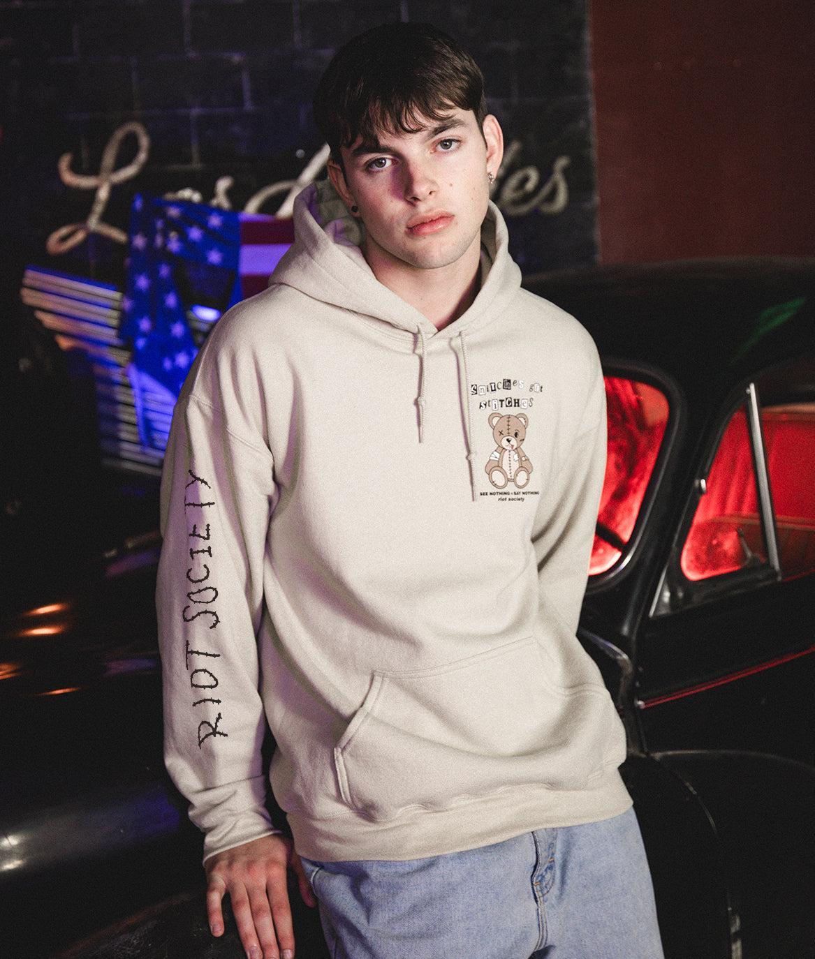 Snitches Get Stitches Teddy Mens Hoodie - - Riot Society