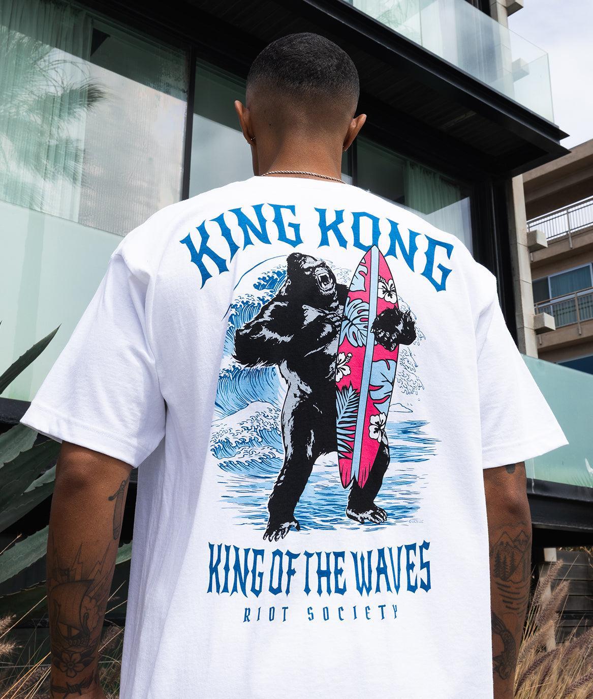 King Kong King of the Waves Heavyweight Boxy Mens T-Shirt - White - - Riot Society