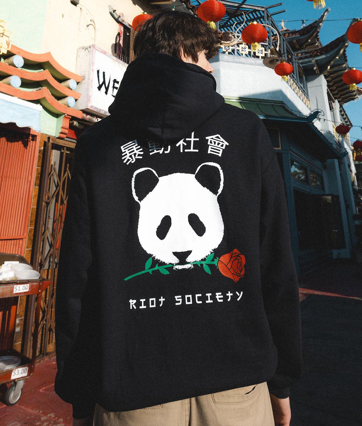 Panda Rose Mens Hoodie - - Riot Society